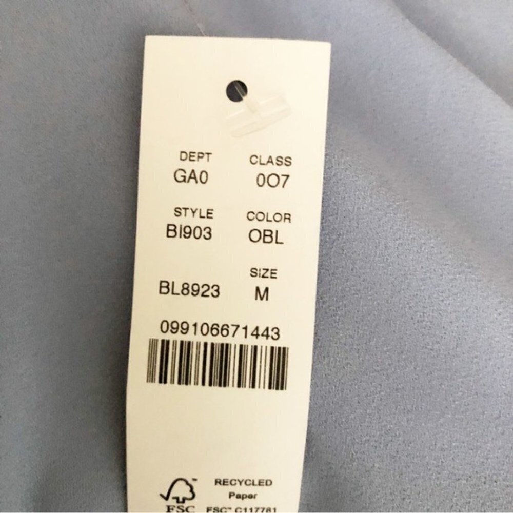 J.Crew Women’s Drapey Blue ruffle‎ tie-neck top - Size Medium - Picture 12 of 14